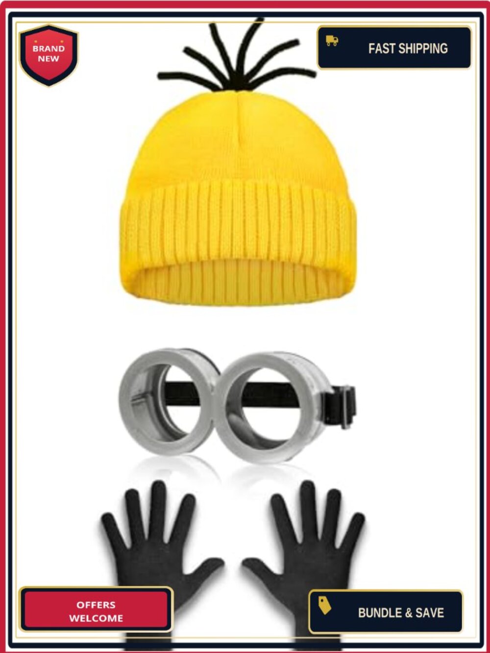 Adult Halloween Costume Accessory Set Beanie Goggles Gloves Cosplay Party
